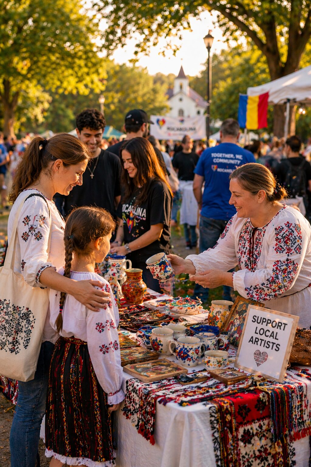 Romanian family at cultural festival in North Carolina